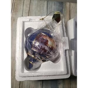 1999 Terry Redlin Porcelain Christmas Ornament Pleasures Of Winter Blue Vintage